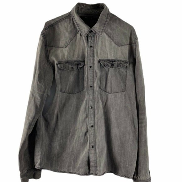 21 Men An American Brand LARGE DENIM GRAY Shirt - Picture 1 of 9